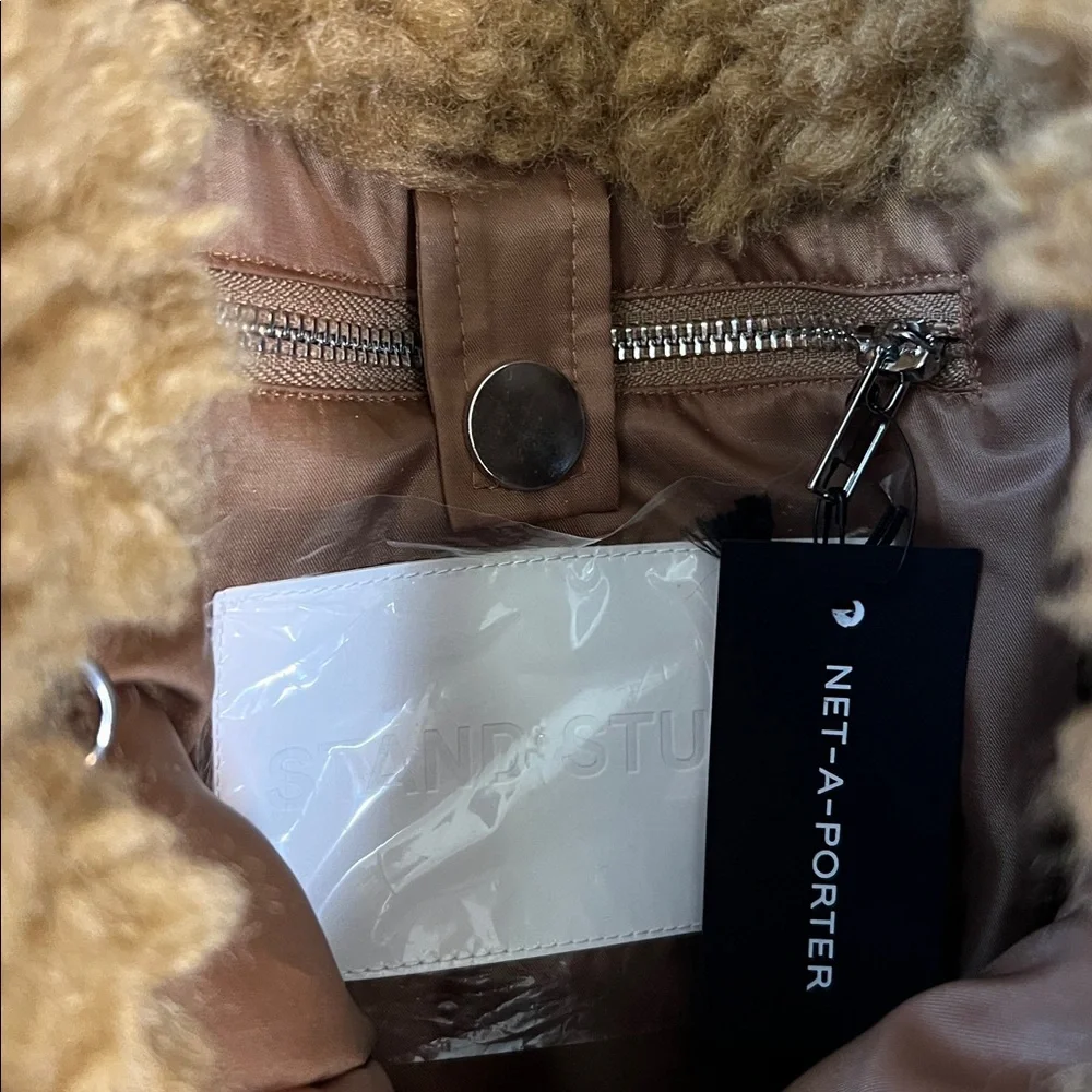 Stand Studio Leia Faux Fur Sherpa Tote Bag In Nougat
